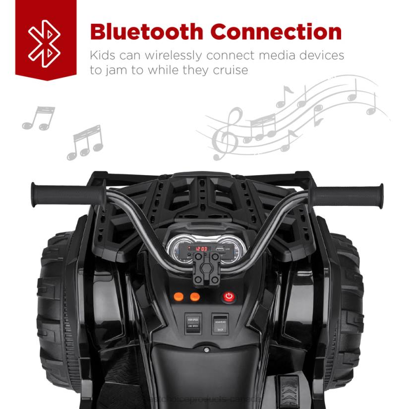 4LT2496 Black Best Choice Products 12V Kids Ride-On 4-Wheeler Quad ATV Car w/ 3.7mph Max, Bluetooth, Headlights