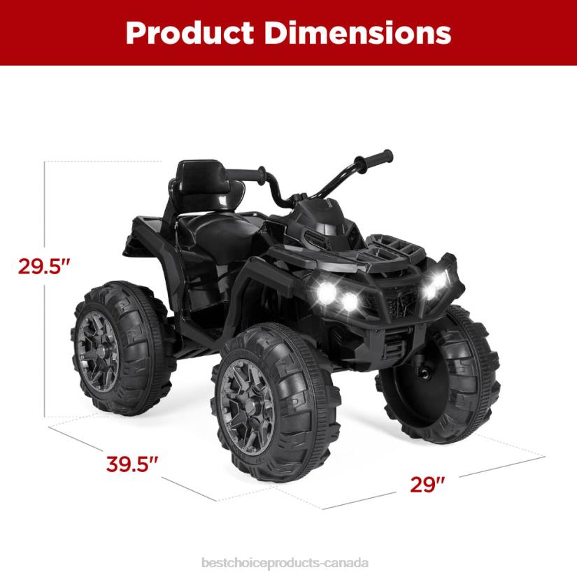 4LT2496 Black Best Choice Products 12V Kids Ride-On 4-Wheeler Quad ATV Car w/ 3.7mph Max, Bluetooth, Headlights