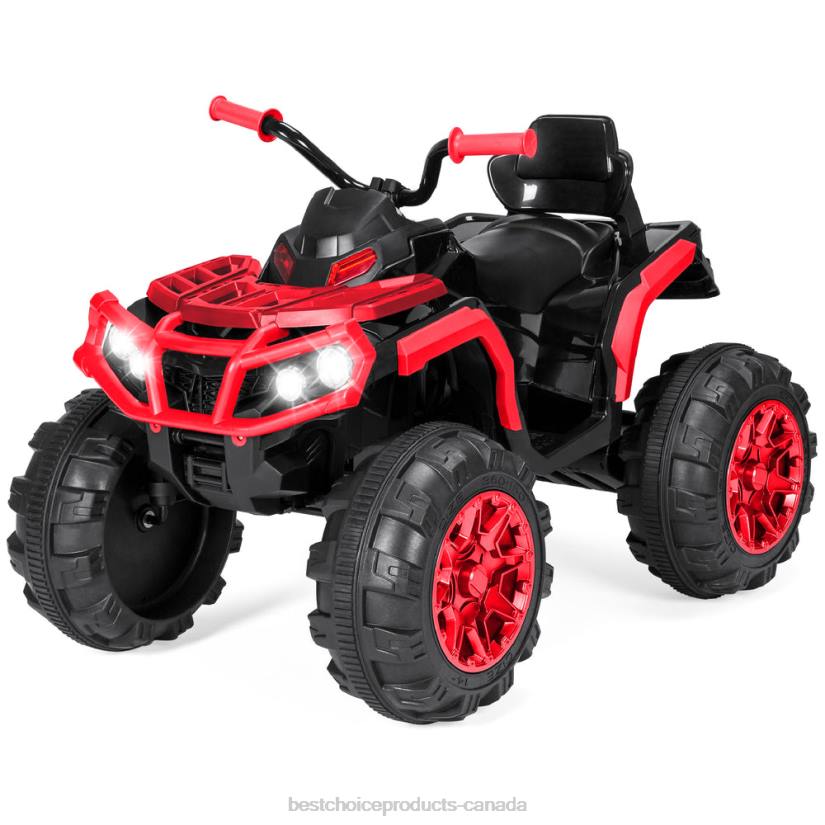 4LT2497 Red Best Choice Products 12V Kids Ride-On 4-Wheeler Quad ATV Car w/ 3.7mph Max, Bluetooth, Headlights