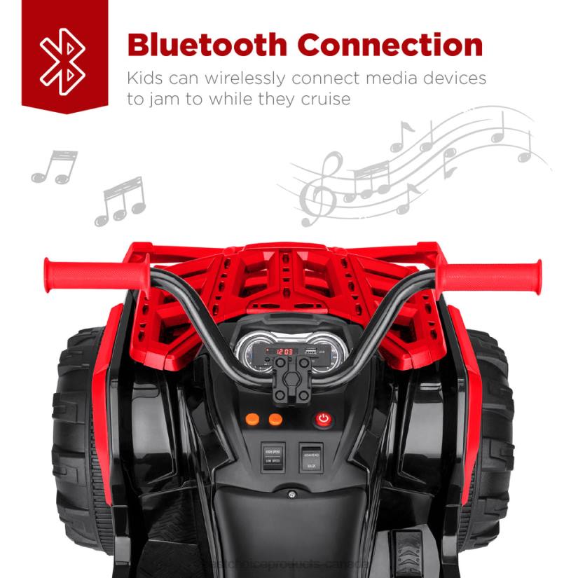 4LT2497 Red Best Choice Products 12V Kids Ride-On 4-Wheeler Quad ATV Car w/ 3.7mph Max, Bluetooth, Headlights