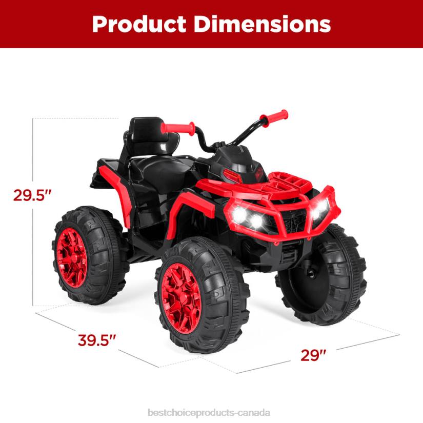 4LT2497 Red Best Choice Products 12V Kids Ride-On 4-Wheeler Quad ATV Car w/ 3.7mph Max, Bluetooth, Headlights