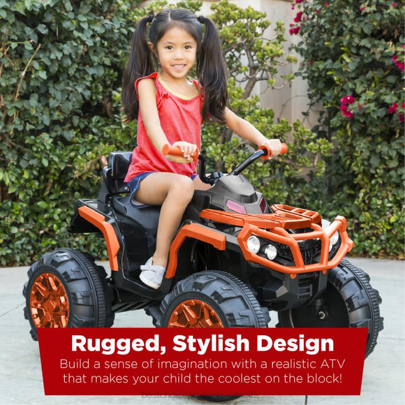 4LT2498 Orange Best Choice Products 12V Kids Ride-On 4-Wheeler Quad ATV Car w/ 3.7mph Max, Bluetooth, Headlights