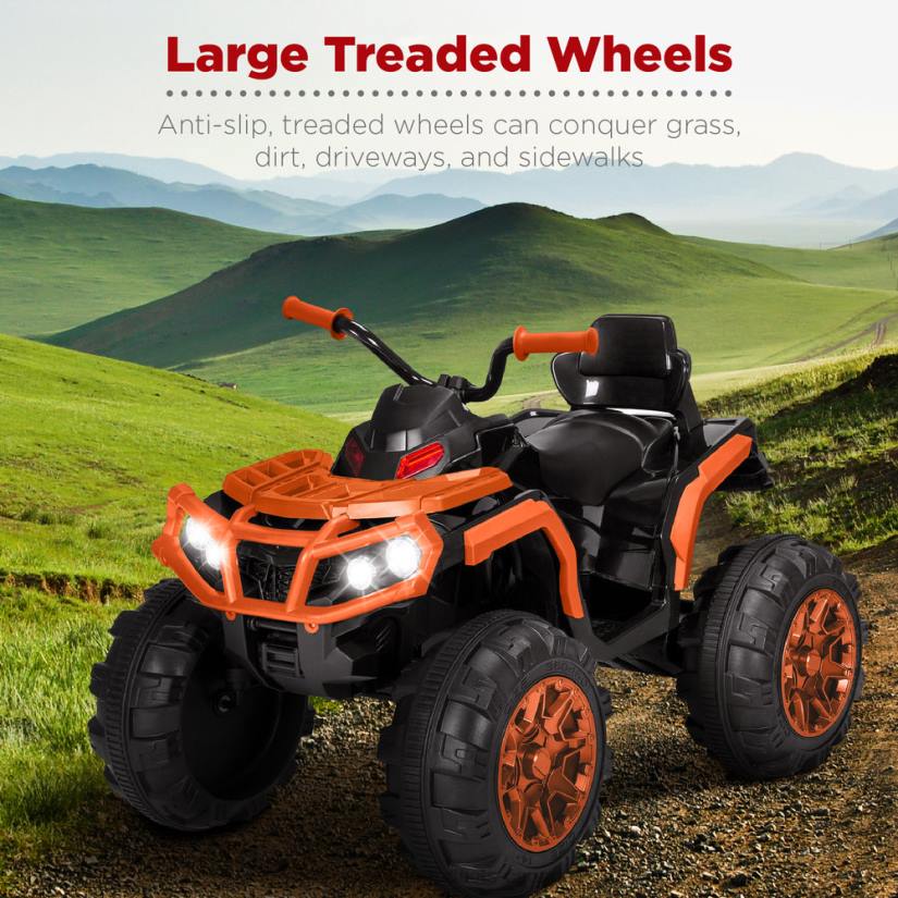 4LT2498 Orange Best Choice Products 12V Kids Ride-On 4-Wheeler Quad ATV Car w/ 3.7mph Max, Bluetooth, Headlights