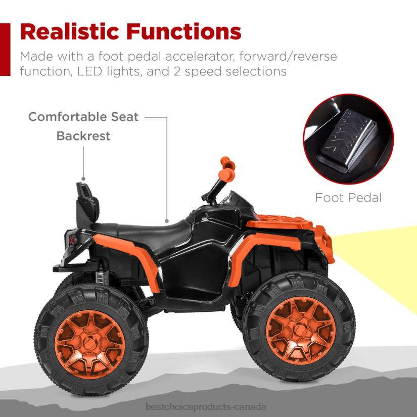 4LT2498 Orange Best Choice Products 12V Kids Ride-On 4-Wheeler Quad ATV Car w/ 3.7mph Max, Bluetooth, Headlights
