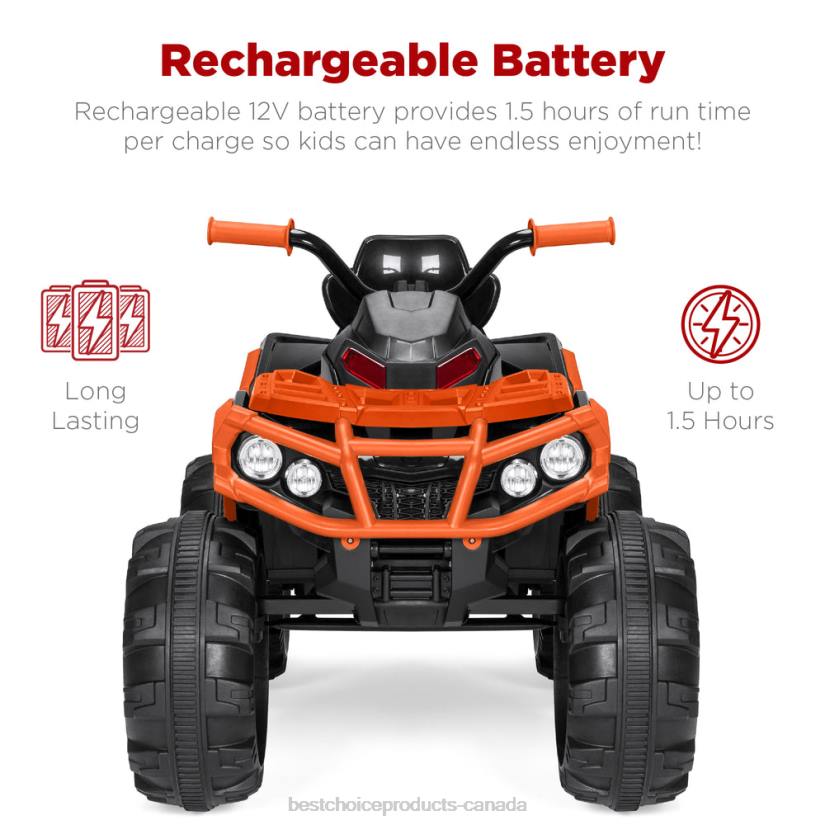 4LT2498 Orange Best Choice Products 12V Kids Ride-On 4-Wheeler Quad ATV Car w/ 3.7mph Max, Bluetooth, Headlights