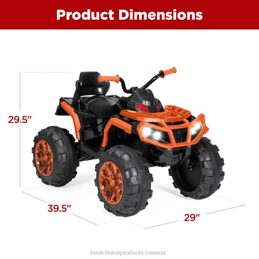 4LT2498 Orange Best Choice Products 12V Kids Ride-On 4-Wheeler Quad ATV Car w/ 3.7mph Max, Bluetooth, Headlights