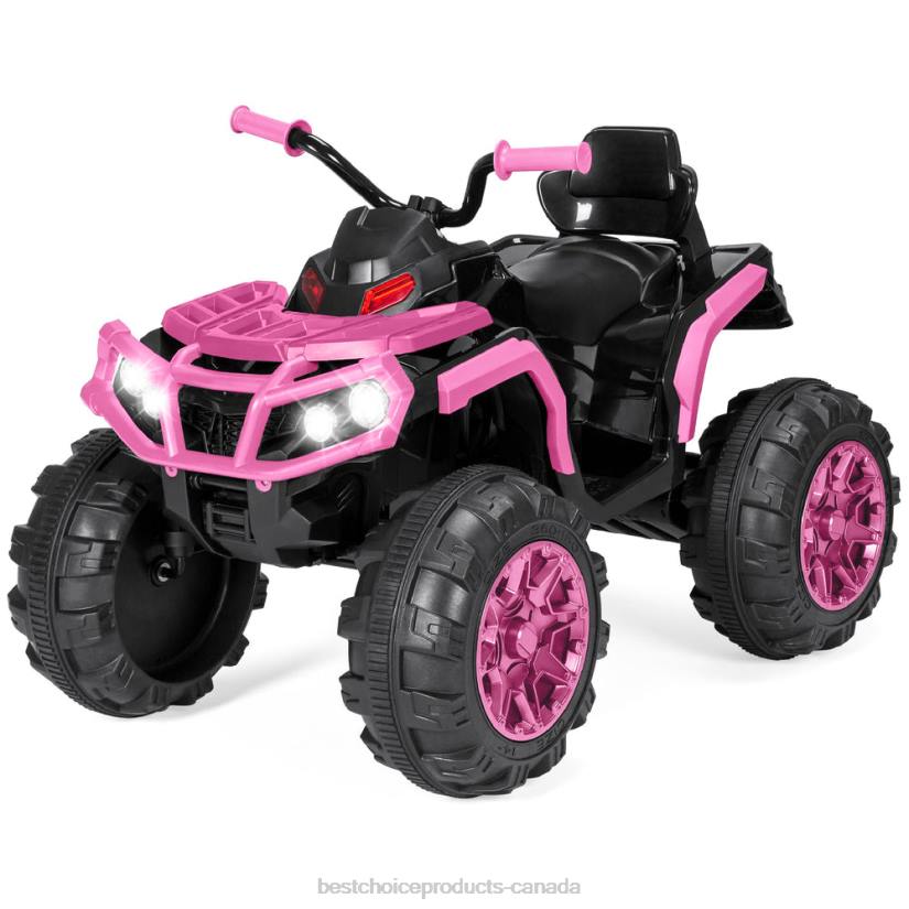 4LT2499 Pink Best Choice Products 12V Kids Ride-On 4-Wheeler Quad ATV Car w/ 3.7mph Max, Bluetooth, Headlights