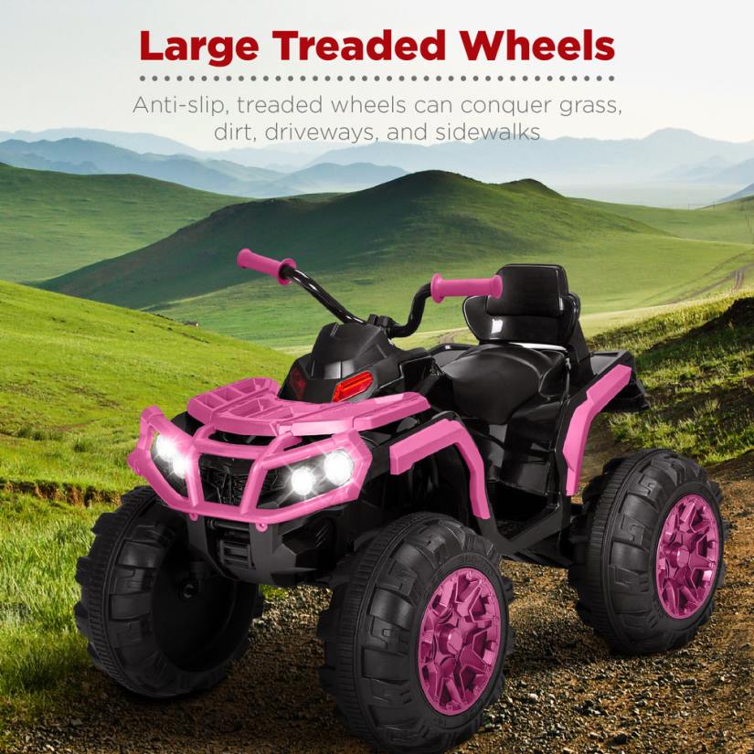 4LT2499 Pink Best Choice Products 12V Kids Ride-On 4-Wheeler Quad ATV Car w/ 3.7mph Max, Bluetooth, Headlights