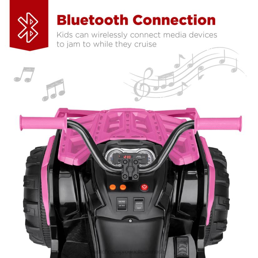 4LT2499 Pink Best Choice Products 12V Kids Ride-On 4-Wheeler Quad ATV Car w/ 3.7mph Max, Bluetooth, Headlights