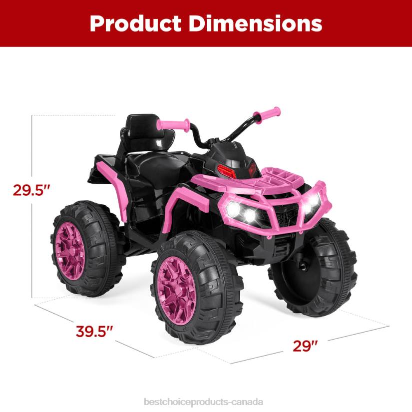 4LT2499 Pink Best Choice Products 12V Kids Ride-On 4-Wheeler Quad ATV Car w/ 3.7mph Max, Bluetooth, Headlights
