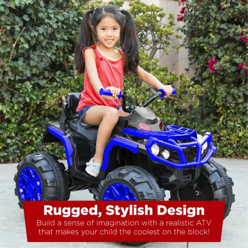 4LT2500 Blue Best Choice Products 12V Kids Ride-On 4-Wheeler Quad ATV Car w/ 3.7mph Max, Bluetooth, Headlights