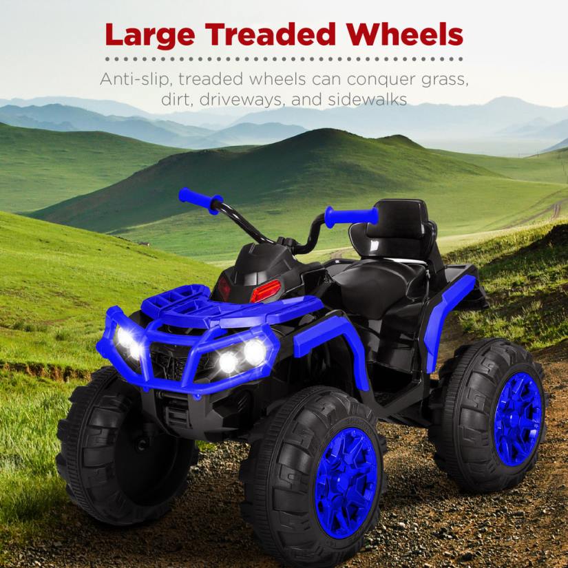 4LT2500 Blue Best Choice Products 12V Kids Ride-On 4-Wheeler Quad ATV Car w/ 3.7mph Max, Bluetooth, Headlights