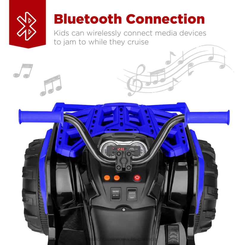 4LT2500 Blue Best Choice Products 12V Kids Ride-On 4-Wheeler Quad ATV Car w/ 3.7mph Max, Bluetooth, Headlights
