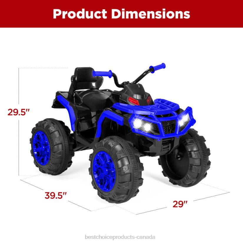 4LT2500 Blue Best Choice Products 12V Kids Ride-On 4-Wheeler Quad ATV Car w/ 3.7mph Max, Bluetooth, Headlights