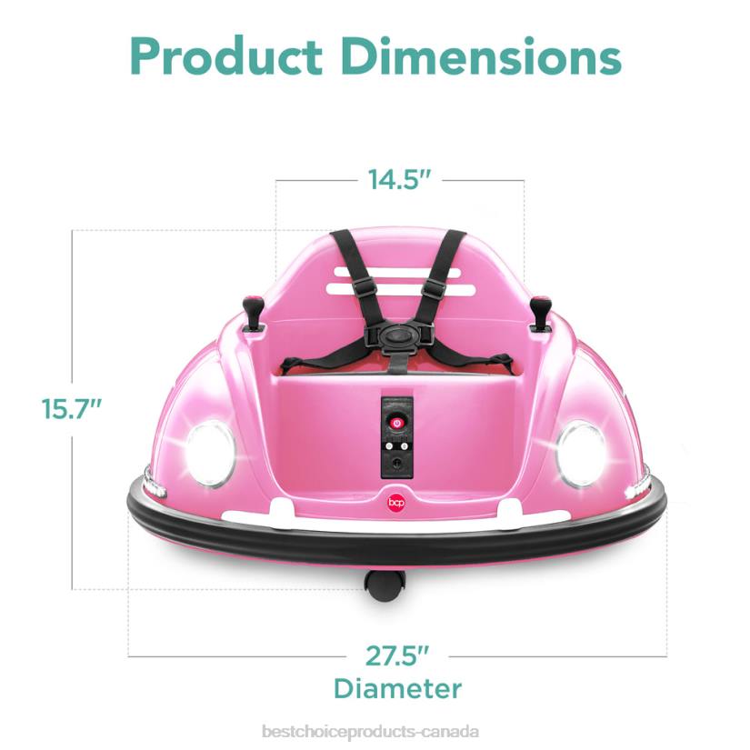 4LT2502 Pink Best Choice Products 6V Kids Ride On Bumper Car Toy w/ Remote, Harness, Lights, 360 Degree Spin