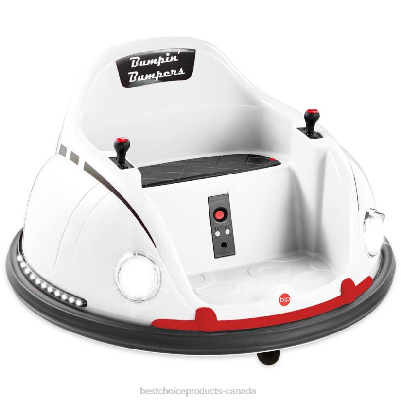 4LT2509 White Best Choice Products 6V Kids Ride On Bumper Car Toy w/ Remote, Harness, Lights, 360 Degree Spin