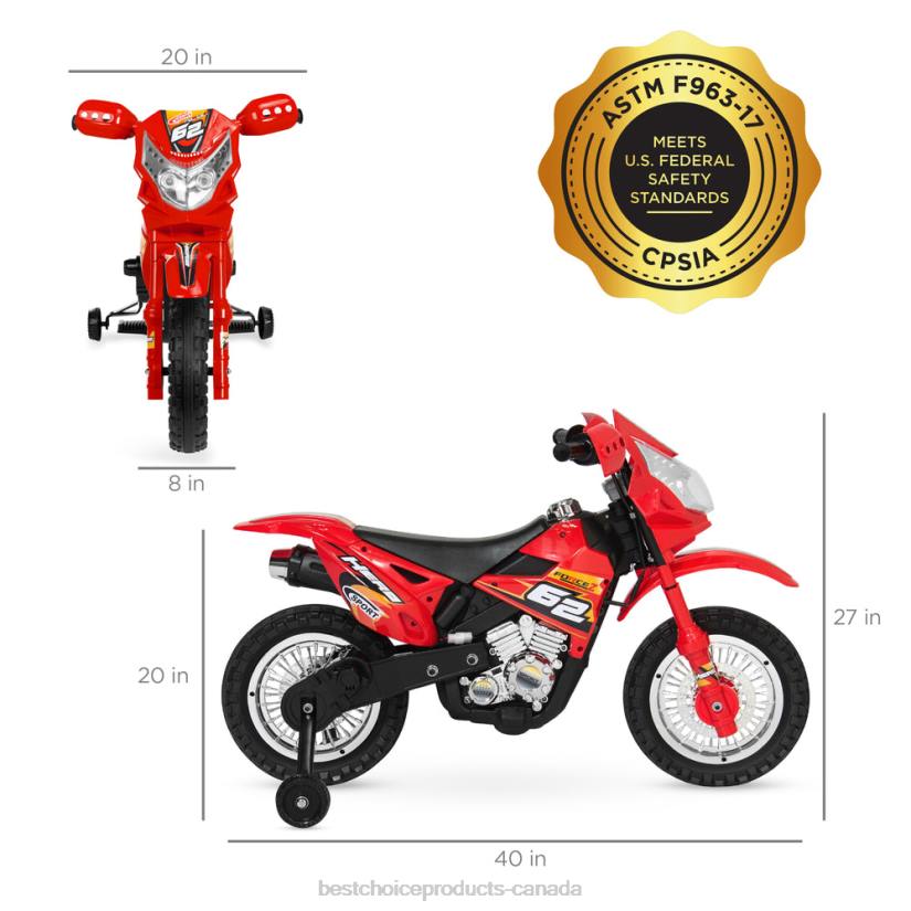 4LT2517 Red Best Choice Products 6V Kids Electric Ride-On Motorcycle Toy w/ Training Wheels, Lights, Music