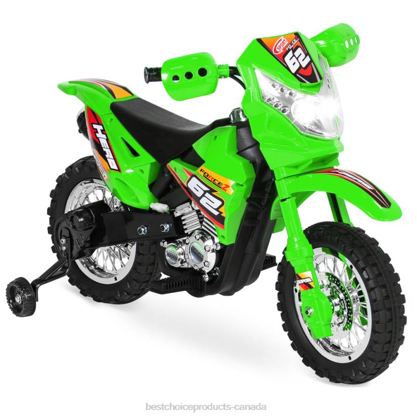 4LT2518 Green Best Choice Products 6V Kids Electric Ride-On Motorcycle Toy w/ Training Wheels, Lights, Music