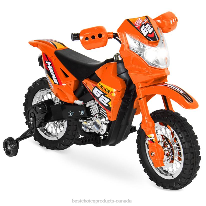 4LT2519 Orange Best Choice Products 6V Kids Electric Ride-On Motorcycle Toy w/ Training Wheels, Lights, Music