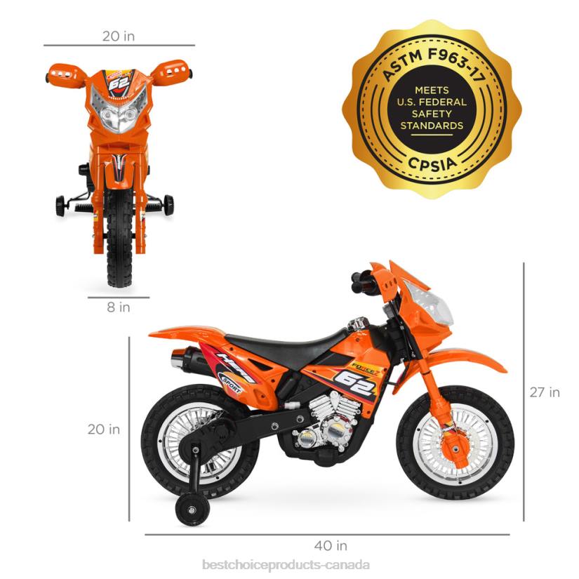 4LT2519 Orange Best Choice Products 6V Kids Electric Ride-On Motorcycle Toy w/ Training Wheels, Lights, Music