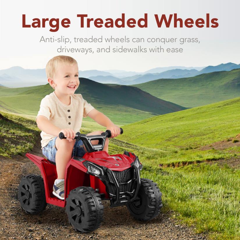 4LT2523 Red Best Choice Products 6V Kids Ride-On 4-Wheeler Quad ATV Car w/ 1.8mph Max Speed, Treaded Tires