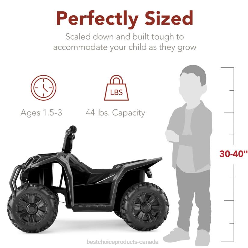 4LT2524 Black Best Choice Products 6V Kids Ride-On 4-Wheeler Quad ATV Car w/ 1.8mph Max Speed, Treaded Tires