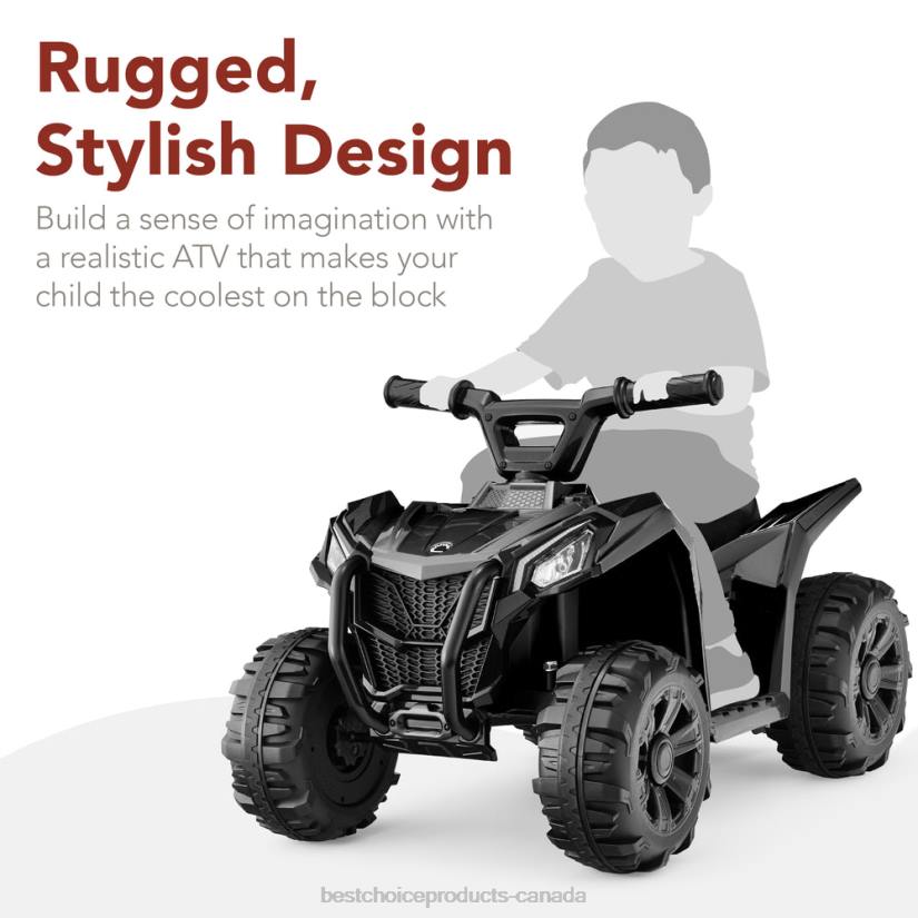 4LT2524 Black Best Choice Products 6V Kids Ride-On 4-Wheeler Quad ATV Car w/ 1.8mph Max Speed, Treaded Tires