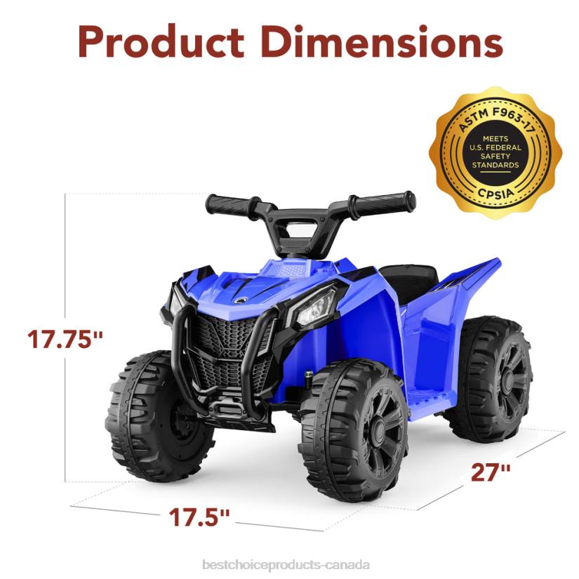 4LT2527 Blue Best Choice Products 6V Kids Ride-On 4-Wheeler Quad ATV Car w/ 1.8mph Max Speed, Treaded Tires