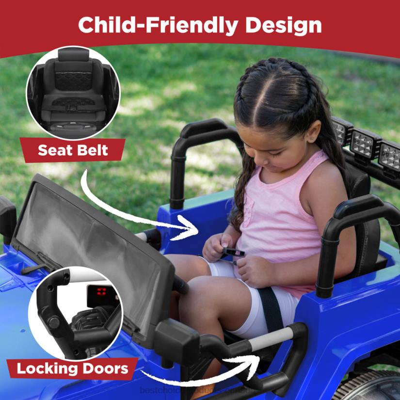 4LT2534 Blue Best Choice Products 12V Kids Ride-On Truck Car Toy w/ 3 Speeds, LED, Remote, Bluetooth