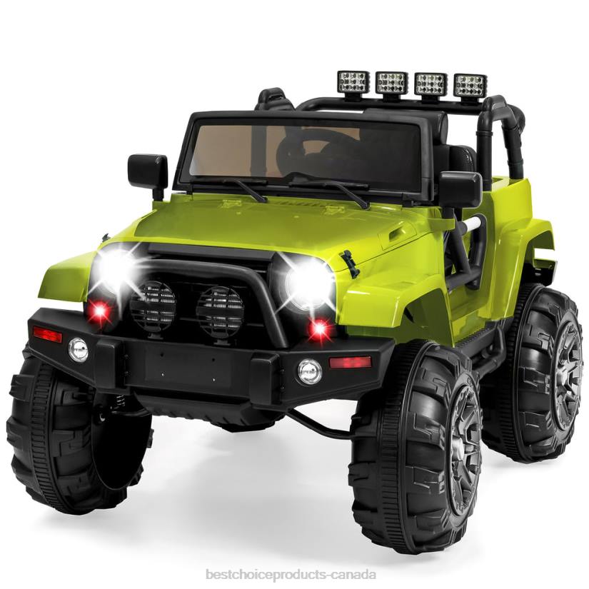 4LT2535 Green Best Choice Products 12V Kids Ride-On Truck Car Toy w/ 3 Speeds, LED, Remote, Bluetooth