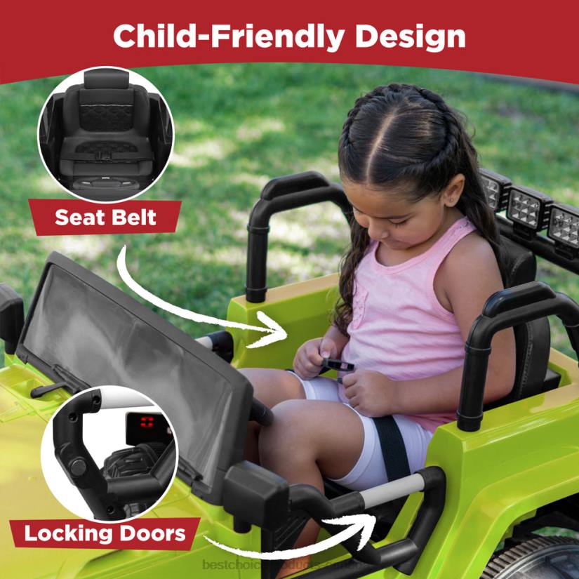 4LT2535 Green Best Choice Products 12V Kids Ride-On Truck Car Toy w/ 3 Speeds, LED, Remote, Bluetooth