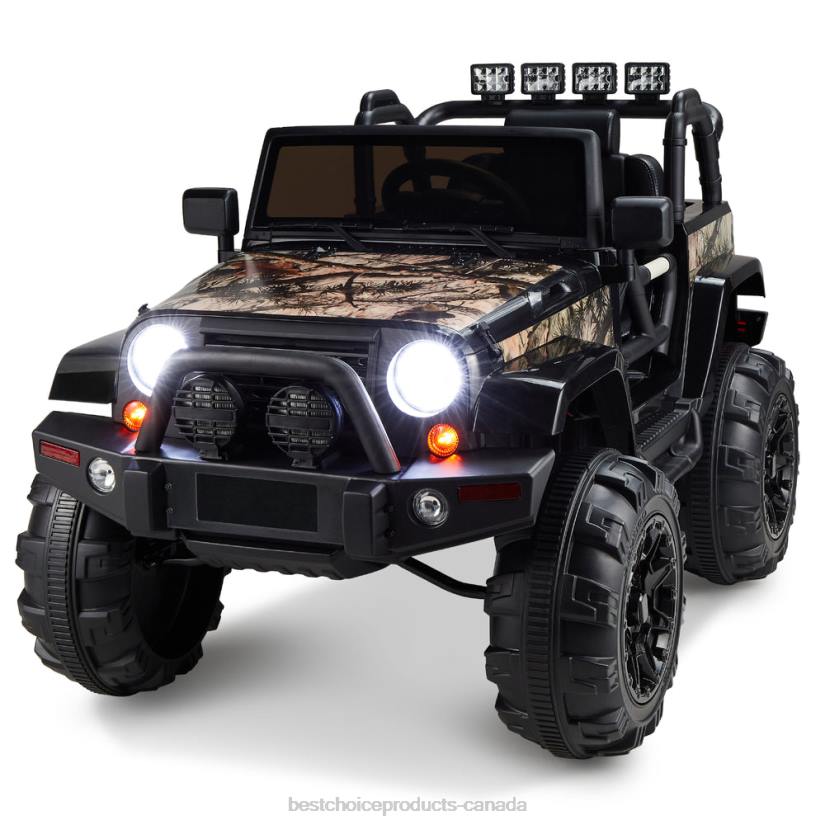 4LT2536 Camoflauge Best Choice Products 12V Kids Ride-On Truck Car Toy w/ 3 Speeds, LED, Remote, Bluetooth