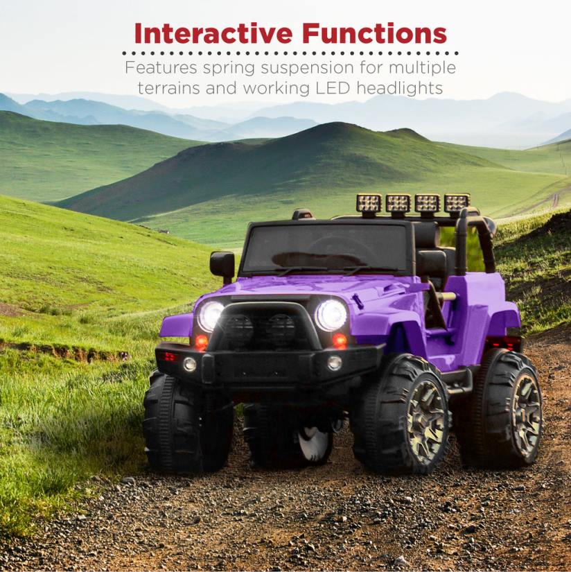 4LT2538 Purple Best Choice Products 12V Kids Ride-On Truck Car Toy w/ 3 Speeds, LED, Remote, Bluetooth