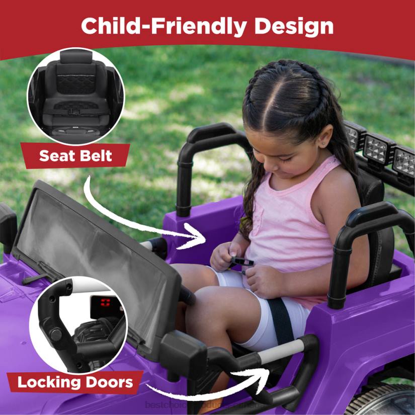 4LT2538 Purple Best Choice Products 12V Kids Ride-On Truck Car Toy w/ 3 Speeds, LED, Remote, Bluetooth