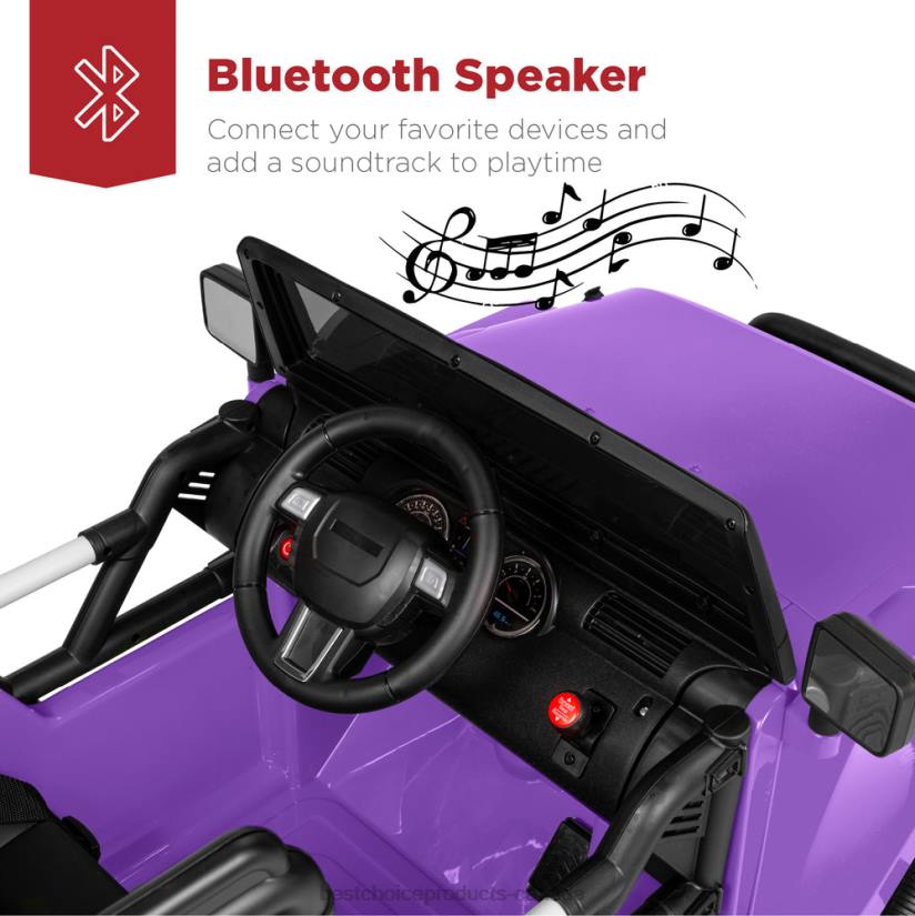 4LT2538 Purple Best Choice Products 12V Kids Ride-On Truck Car Toy w/ 3 Speeds, LED, Remote, Bluetooth