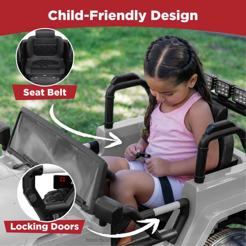 4LT2539 Light Gray Best Choice Products 12V Kids Ride-On Truck Car Toy w/ 3 Speeds, LED, Remote, Bluetooth