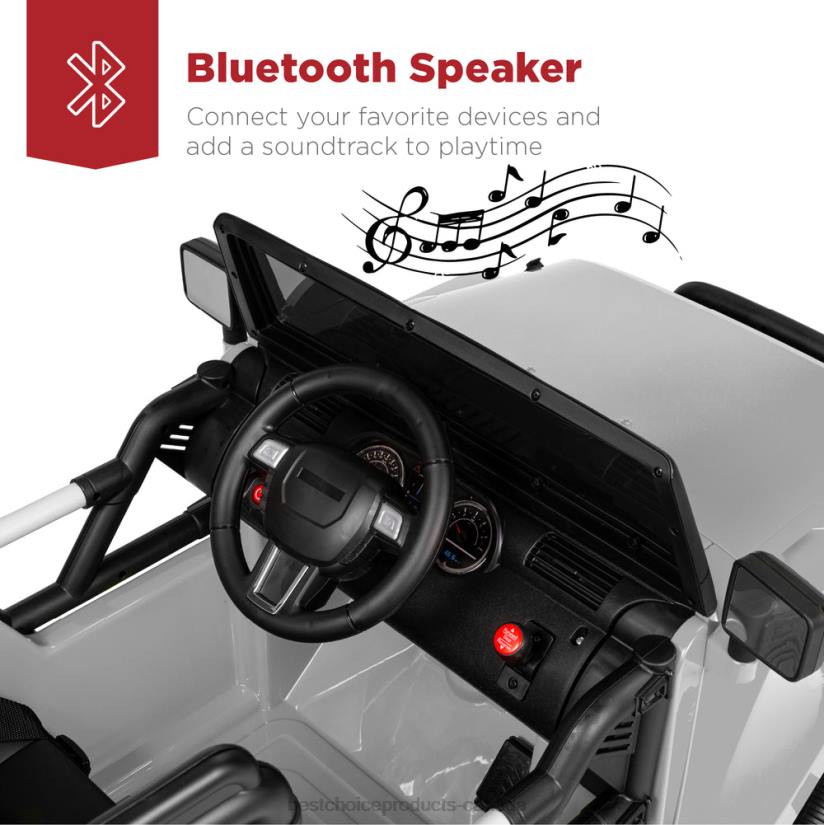 4LT2539 Light Gray Best Choice Products 12V Kids Ride-On Truck Car Toy w/ 3 Speeds, LED, Remote, Bluetooth