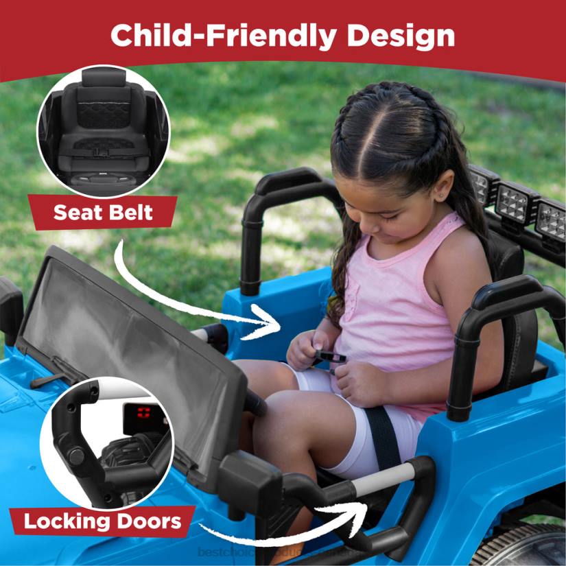 4LT2540 Light Blue Best Choice Products 12V Kids Ride-On Truck Car Toy w/ 3 Speeds, LED, Remote, Bluetooth