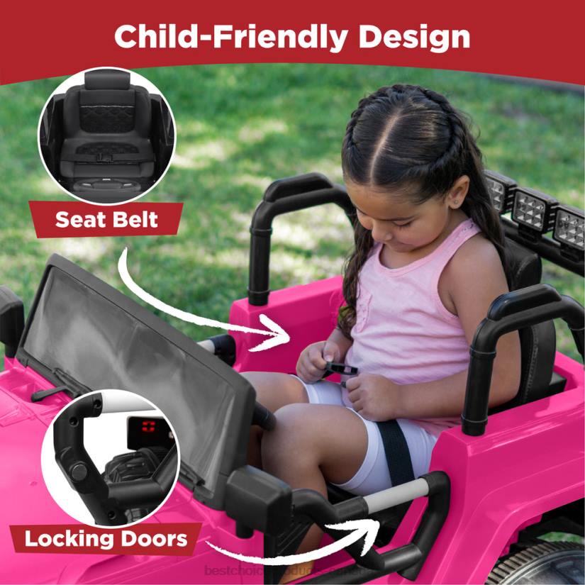 4LT2541 Hot Pink Best Choice Products 12V Kids Ride-On Truck Car Toy w/ 3 Speeds, LED, Remote, Bluetooth