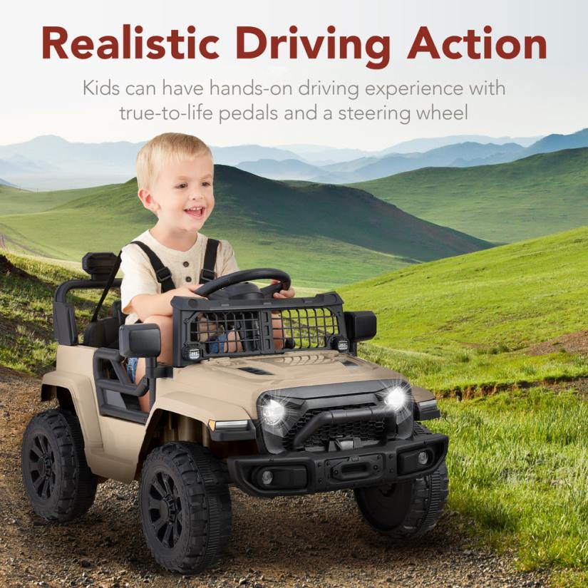 4LT2554 Sand Best Choice Products 6V Kids Ride-On Truck Car w/ Parent Remote Control, 4-Wheel Suspension