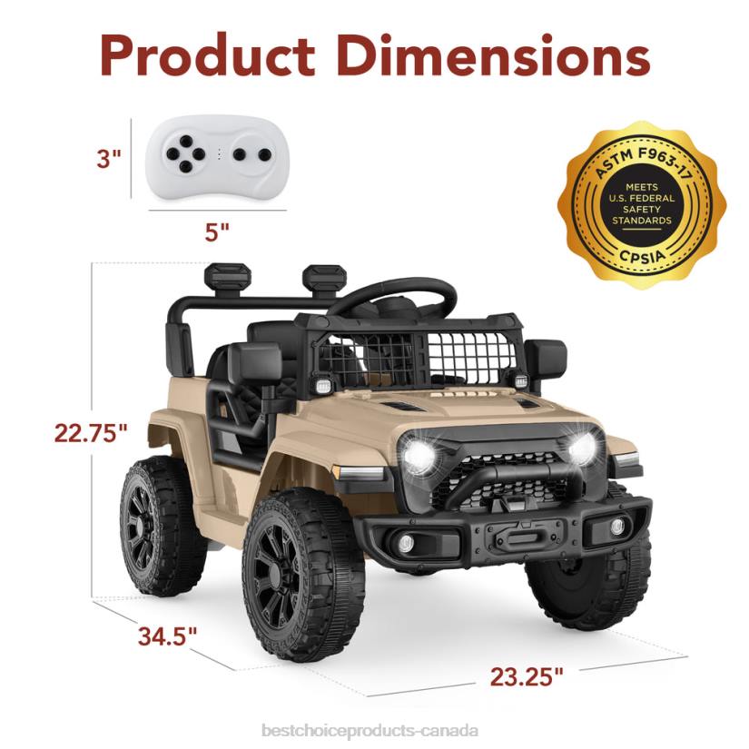 4LT2554 Sand Best Choice Products 6V Kids Ride-On Truck Car w/ Parent Remote Control, 4-Wheel Suspension