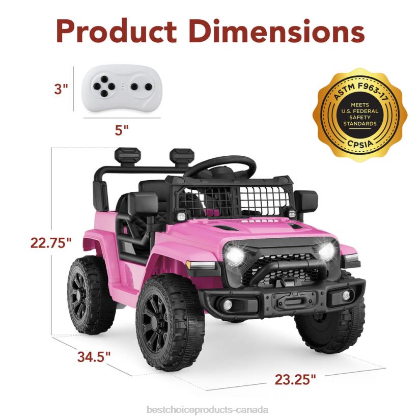 4LT2555 Pink Best Choice Products 6V Kids Ride-On Truck Car w/ Parent Remote Control, 4-Wheel Suspension