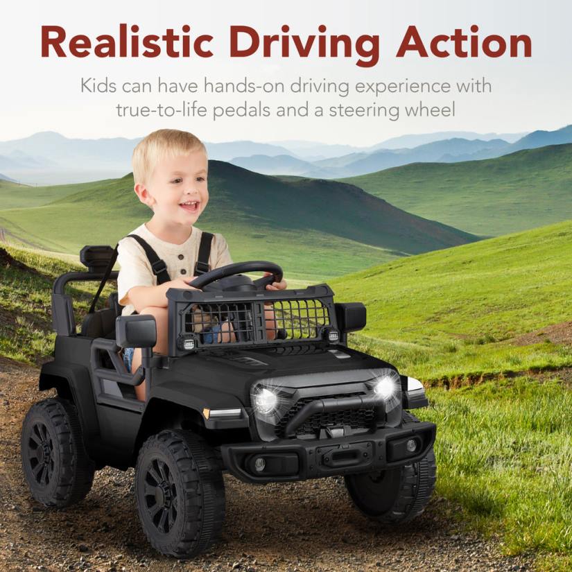 4LT2556 Black Best Choice Products 6V Kids Ride-On Truck Car w/ Parent Remote Control, 4-Wheel Suspension