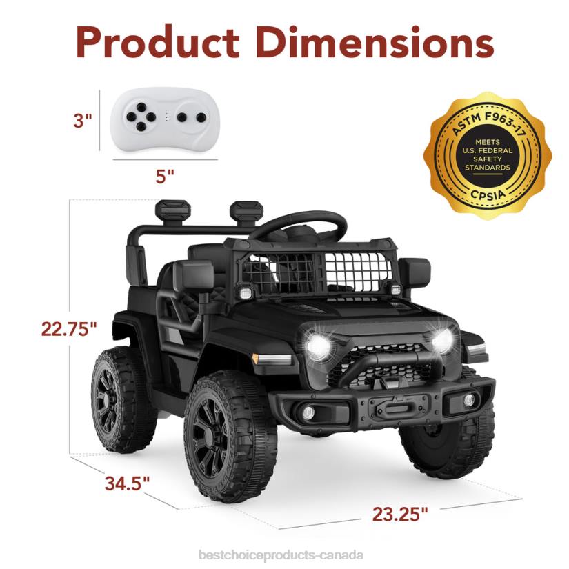 4LT2556 Black Best Choice Products 6V Kids Ride-On Truck Car w/ Parent Remote Control, 4-Wheel Suspension