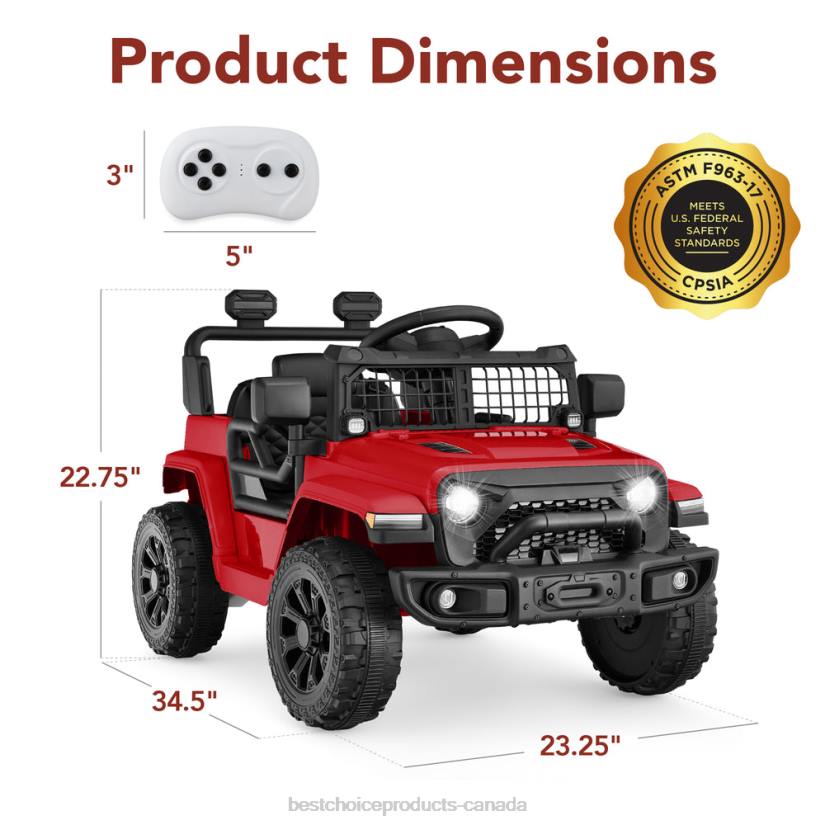4LT2557 Red Best Choice Products 6V Kids Ride-On Truck Car w/ Parent Remote Control, 4-Wheel Suspension