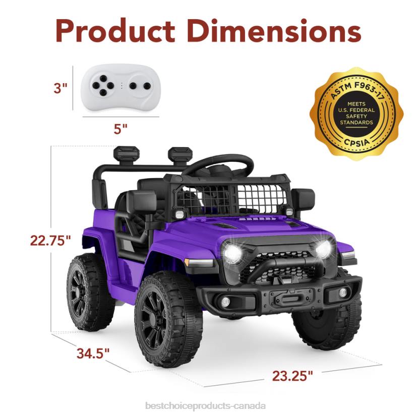 4LT2558 Purple Best Choice Products 6V Kids Ride-On Truck Car w/ Parent Remote Control, 4-Wheel Suspension