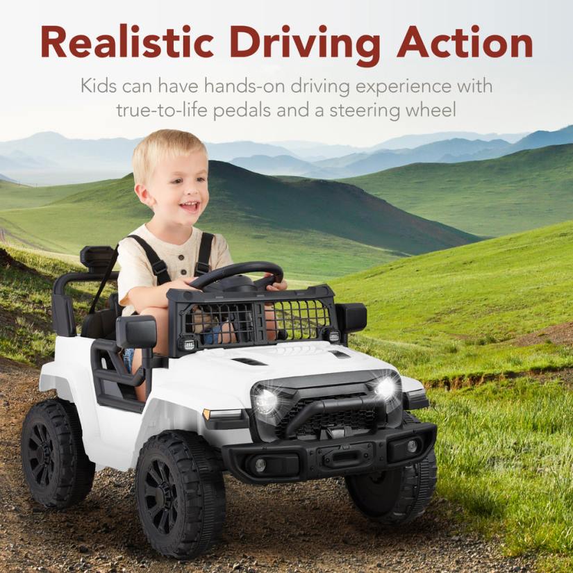 4LT2559 White Best Choice Products 6V Kids Ride-On Truck Car w/ Parent Remote Control, 4-Wheel Suspension