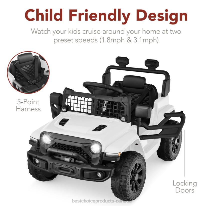 4LT2559 White Best Choice Products 6V Kids Ride-On Truck Car w/ Parent Remote Control, 4-Wheel Suspension