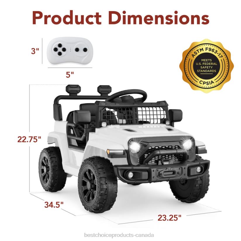 4LT2559 White Best Choice Products 6V Kids Ride-On Truck Car w/ Parent Remote Control, 4-Wheel Suspension