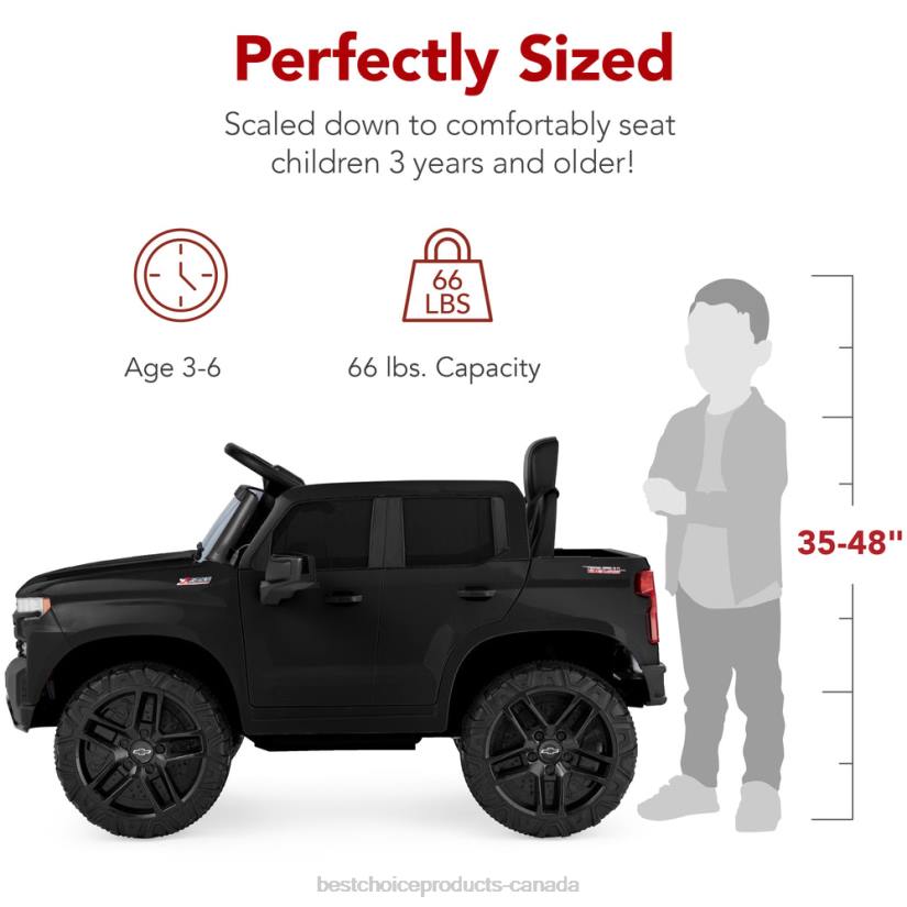 4LT2565 Black Best Choice Products 12V Licensed Chevrolet Silverado Ride On Truck w/ Parent Remote Control